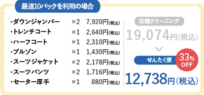 宅配クリーニング 10点パック